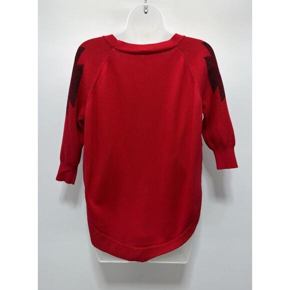 Express Women’s Sweater Size XS Red Aztec Geometric 3/4 Sleeve Warm - Picture 3 of 7